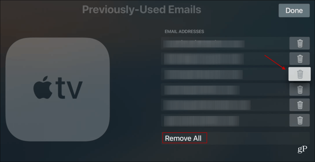 حذف رسائل البريد الإلكتروني المستخدمة سابقًا Apple TV