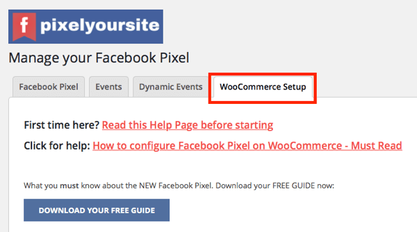 يتيح لك تكامل WooCommerce المكون من PixelYourSite إعداد أحداث التجارة الإلكترونية لمتجرك.