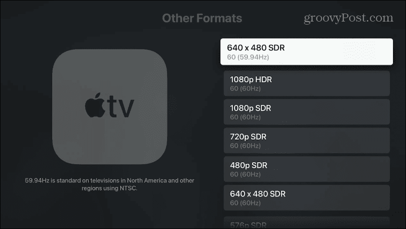 تغيير دقة شاشة Apple TV