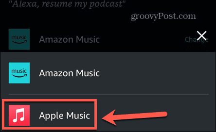 اليكسا حدد موسيقى التفاح