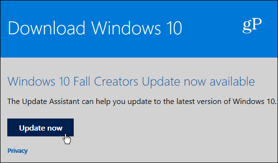 3 تحديث صفحة مساعد Windows 10