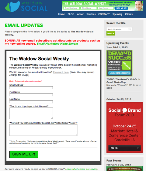 تحديثات البريد الإلكتروني الاجتماعي waldow