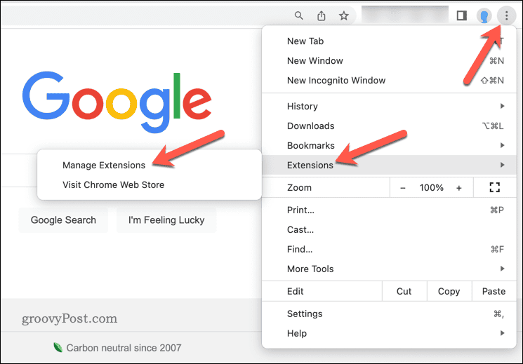 إدارة الإضافات في Google Chrome