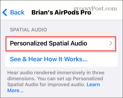 استخدم الصوت المكاني على Apple AirPods