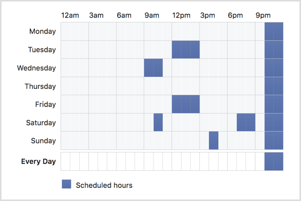 انقر فوق الجدول الزمني لاختيار وقت عرض إعلان Facebook الخاص بك.
