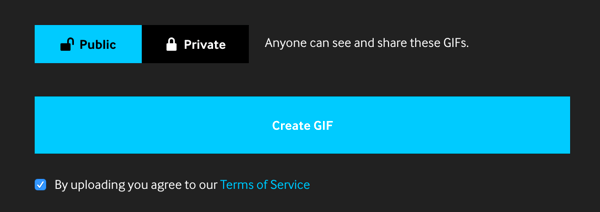 قم بتعيين ملف GIF الخاص بك إلى عام إذا كنت ترغب في مشاركته على قنوات التواصل الاجتماعي الخاصة بك.