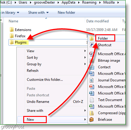 لقطة الشاشة: Create New Folder Windows 7