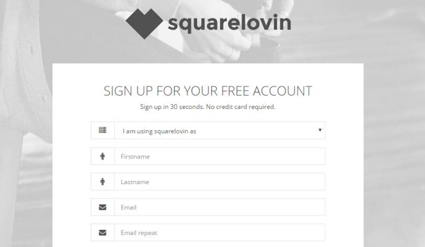 قم بالتسجيل للحصول على حساب مجاني على Squarelovin.