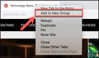 إضافة علامة تبويب إلى مجموعة علامات تبويب جديدة في Chrome