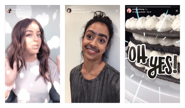 طرح Instagram المجموعة الأولى من تأثيرات الكاميرا الجديدة التي صممها Ariana Grande و Buzzfeed و Liza Koshy و Baby Ariel و NBA في كاميرا Instagram ويخطط لجلب المزيد من التأثيرات الجديدة قريبًا.