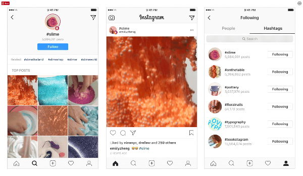 لجعل المنشورات والمستخدمين الآخرين أكثر قابلية للاكتشاف على النظام الأساسي ، قدم Instagram علامات تصنيف يمكن للمستخدمين متابعتها واكتشاف أفضل المنشورات وأحدث القصص. 