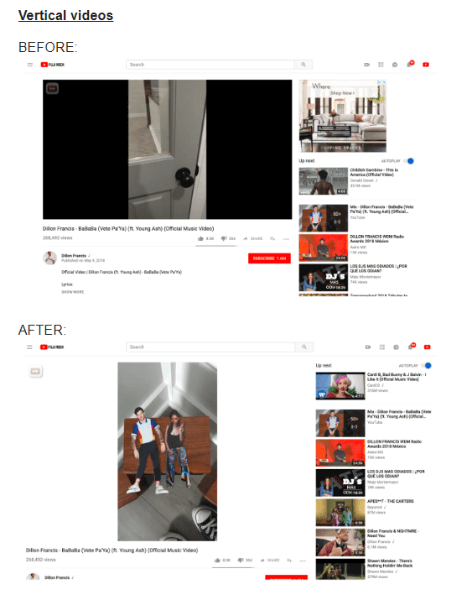 قام YouTube بتحديث طريقة عرض مقاطع الفيديو العمودية على سطح المكتب.