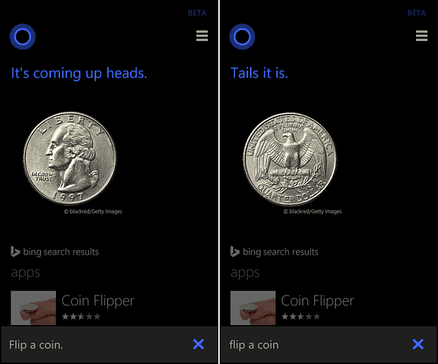 Cortana الوجه عملة معدنية