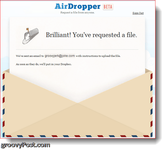 AirDropper Dropbox - تم إرسال الملف