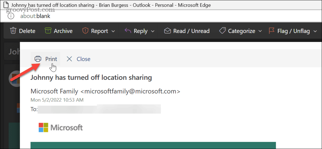 كيفية طباعة بريد إلكتروني من Outlook