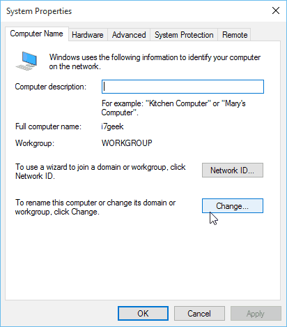 خصائص نظام Windows 10 اسم الكمبيوتر