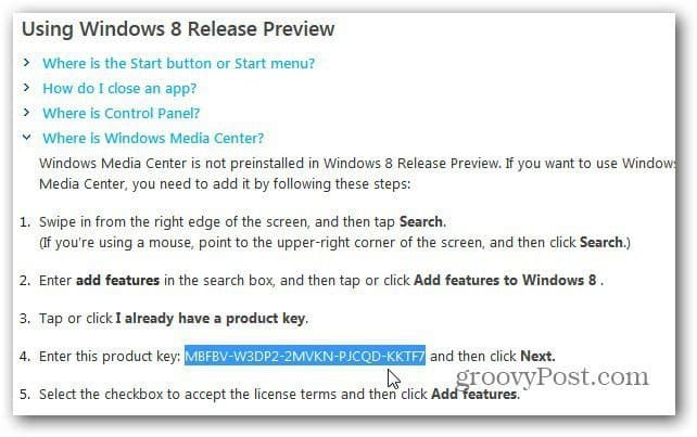 قم بتثبيت Windows Media Center على معاينة إصدار Windows 8
