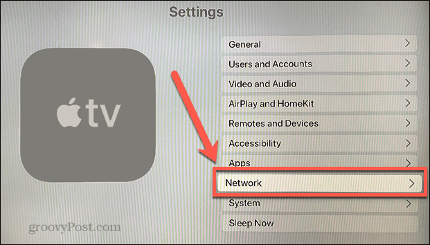قائمة شبكة Apple TV