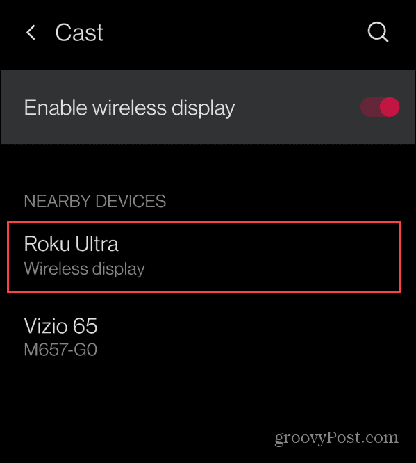 جهاز Roku Cast Android