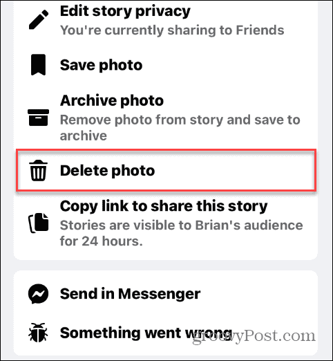إزالة القصص من Facebook