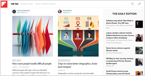 محتوى صناعة Flipboard