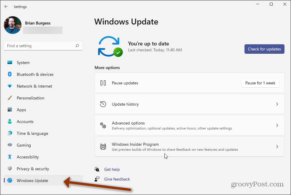 إعدادات Windows 11 Windows Update