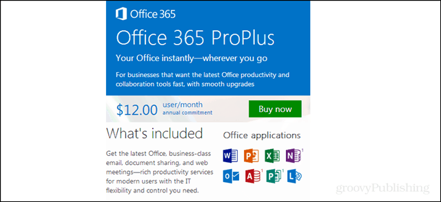 تسعير Office 365 Proplus ، التطبيقات المضمنة