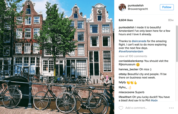 عقدت شركة طيران كندا شراكة مع مؤثرين على Instagram للترويج لطرق جديدة إلى أمستردام ومكسيكو سيتي ودبي.