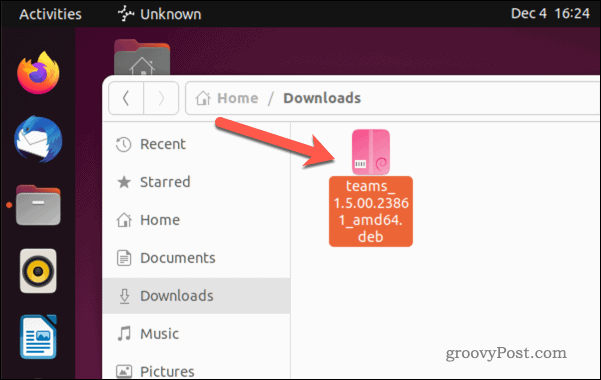 افتح ملف تثبيت Microsoft Teams على Ubuntu