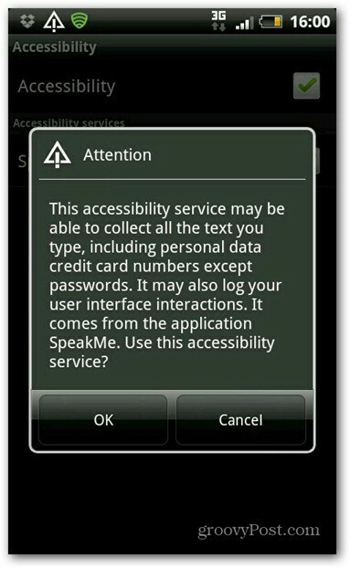 تمكين إمكانية الوصول SpeakMe لـ Android