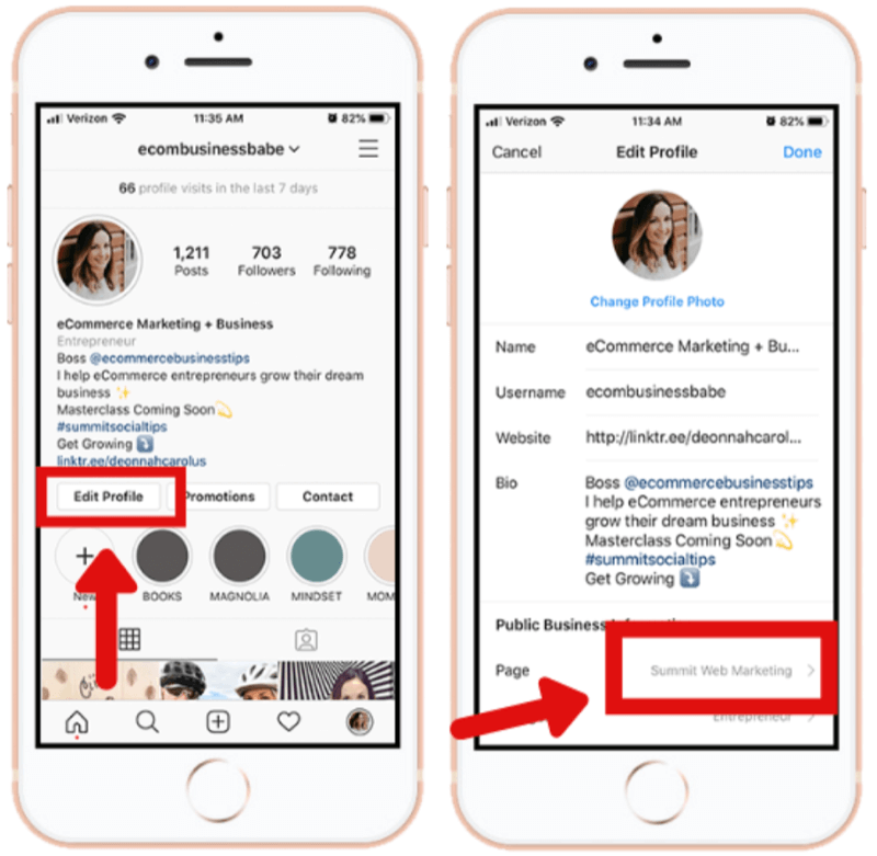كيفية ربط حساب الأعمال على Instagram بصفحة Facebook في تطبيق Instagram