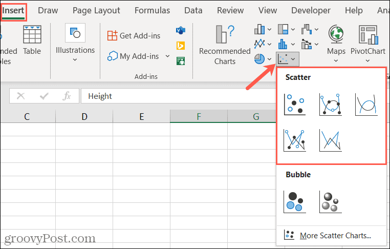 قم بإدراج مخطط مبعثر في Excel