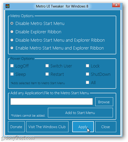 تشغيل مدرج مترو واجهة المستخدم لنظام التشغيل Windows 8