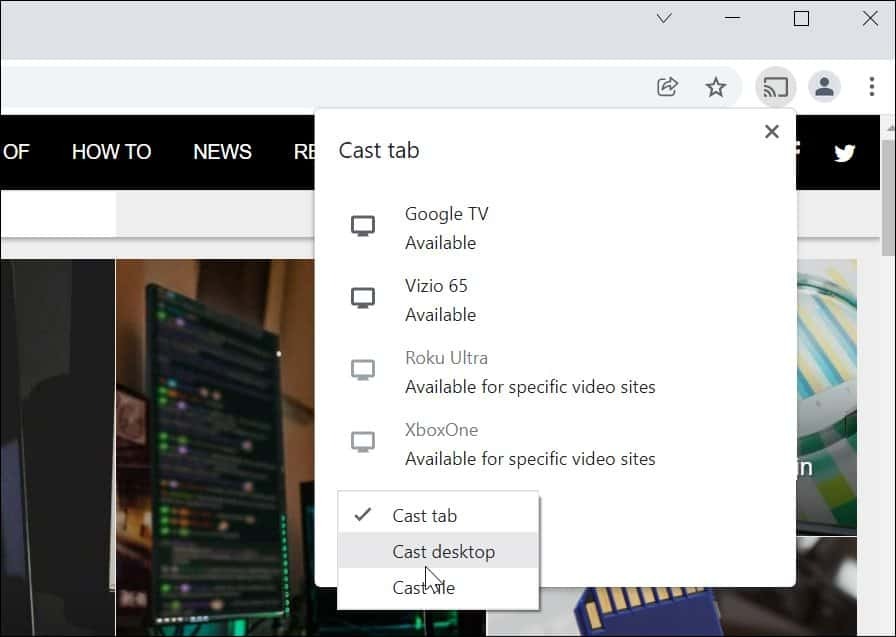 إرسال Windows 11 إلى Chromecast