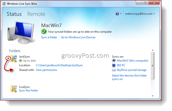 مزامنة مجلد مع Windows Live Sync Beta