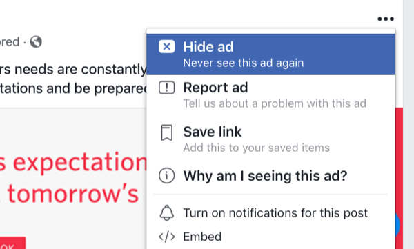 خيارات لإخفاء إعلانات Facebook في الخلاصة