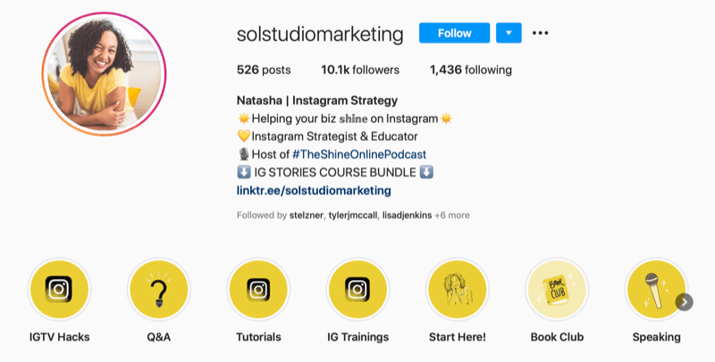 لقطة شاشة لـ Sol Studio Marketing Instagram account bio