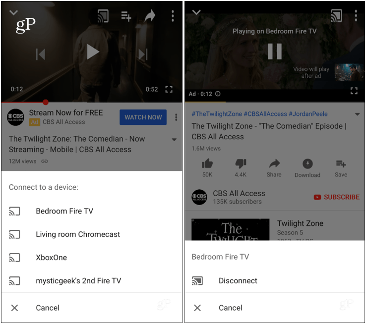 إرسال YouTube iPhone إلى Fire TV