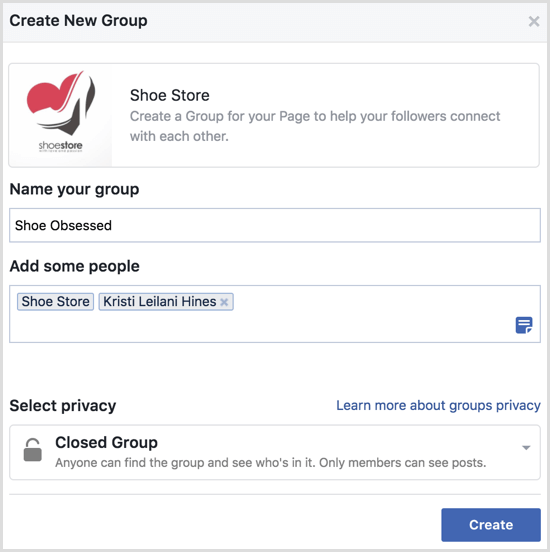 الفيسبوك إنشاء مجموعة مع الصفحة