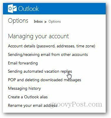 رسالة عطلة Outlook 2