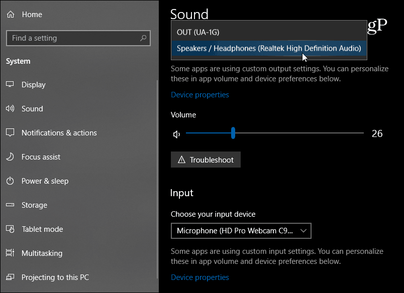 إعدادات الصوت الجديدة في Windows 10