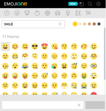 انقر فوق أيقونة يونيكورن لفتح مكتبة الرموز التعبيرية الخاصة بـ EmojiOne.