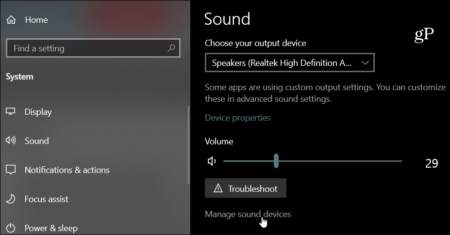أجهزة الصوت Windows 10