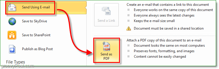 إنشاء مستند PDF آمن وإرساله عبر البريد الإلكتروني باستخدام Office 2010