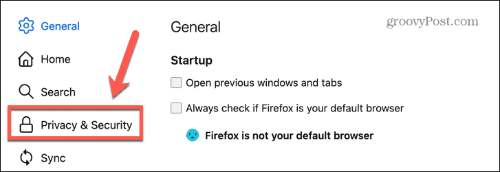 إعدادات خصوصية Firefox