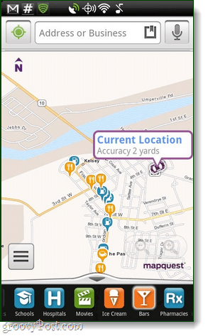 MapQuest لتطبيق Android ، نظرة عامة