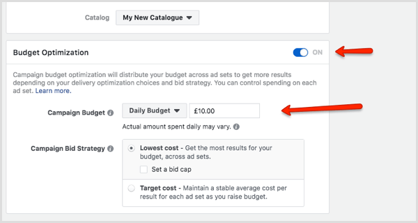 قسم تحسين الميزانية في Facebook Ads Manager