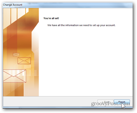 إضافة صندوق بريد Outlook 2013 - انقر فوق "إنهاء"