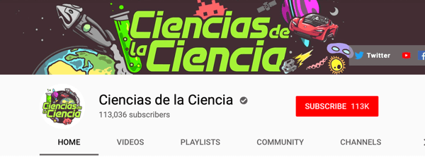 كيفية تجنيد المؤثرين الاجتماعيين المدفوعين ، مثال على قناة YouTube الناطقة بالإسبانية Ciencias de la Ciencia