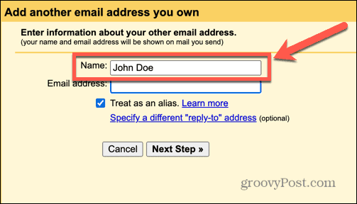 الاسم المستعار gmail